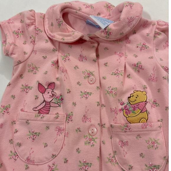 Vintage Disney Baby Girl 12M 90s Y2K Embroidered Winnie the Pooh Floral Romper - Picture 2 of 5